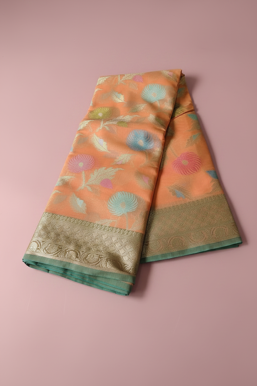 Orange Tissue Weaving Saree 