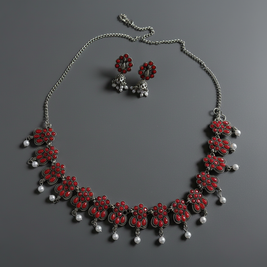 Oxidised-Red-Necklace