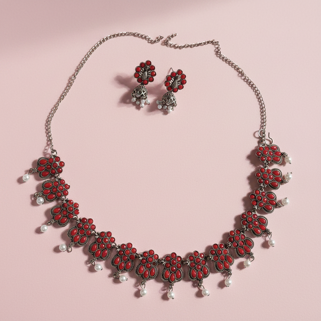 Oxidised-Red-Necklace