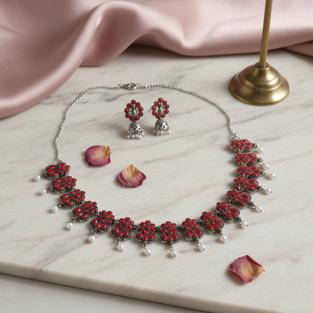 Oxidised-Red-Necklace