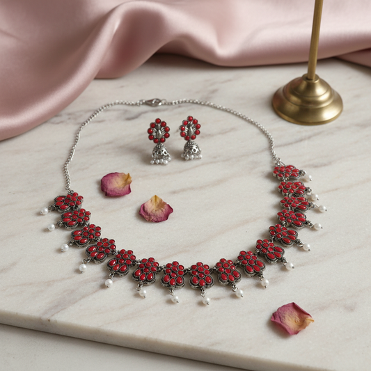 Oxidised-Red-Necklace