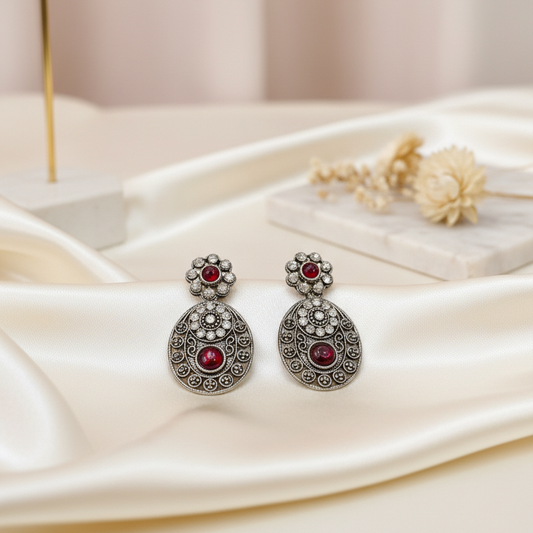 Oxidised Floral Earrings