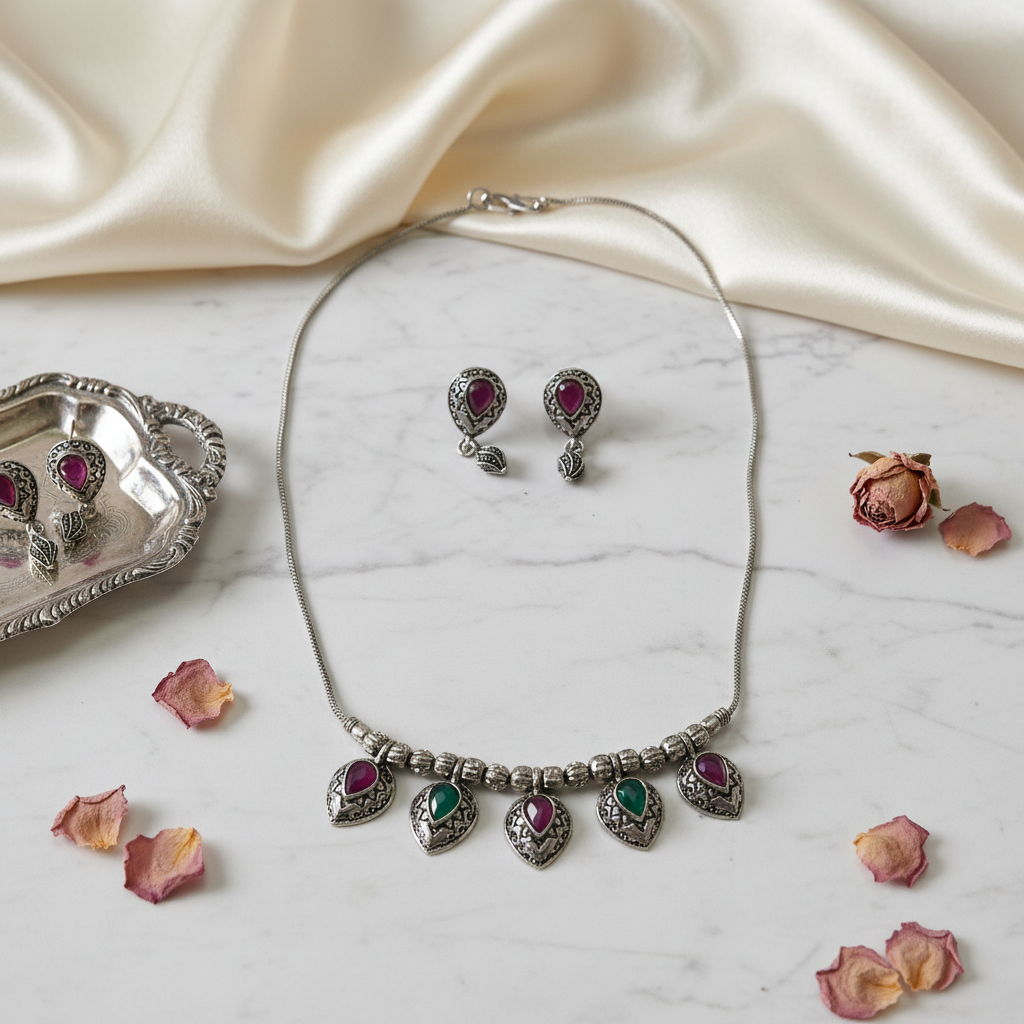Oxidised Leaf Shaped Chain
