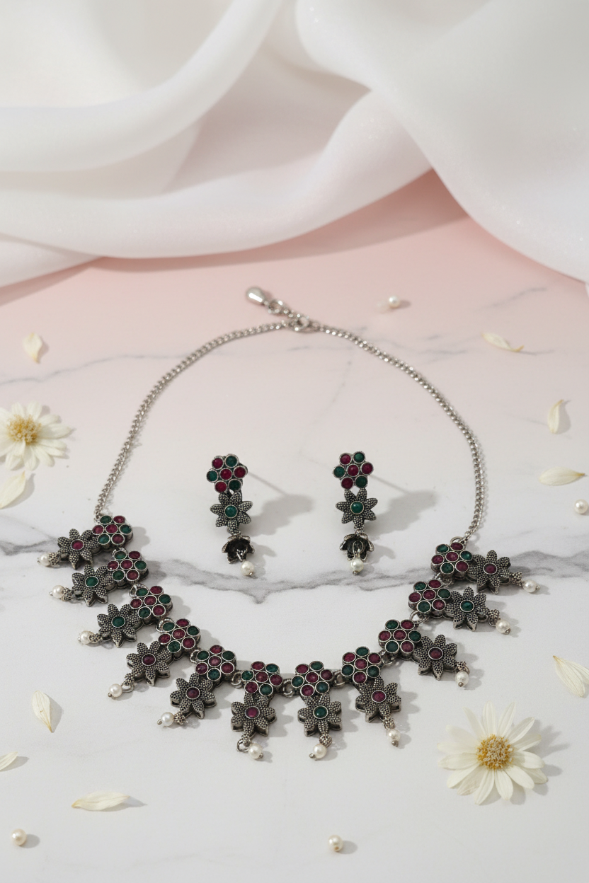 Oxidised Necklace Multicolor