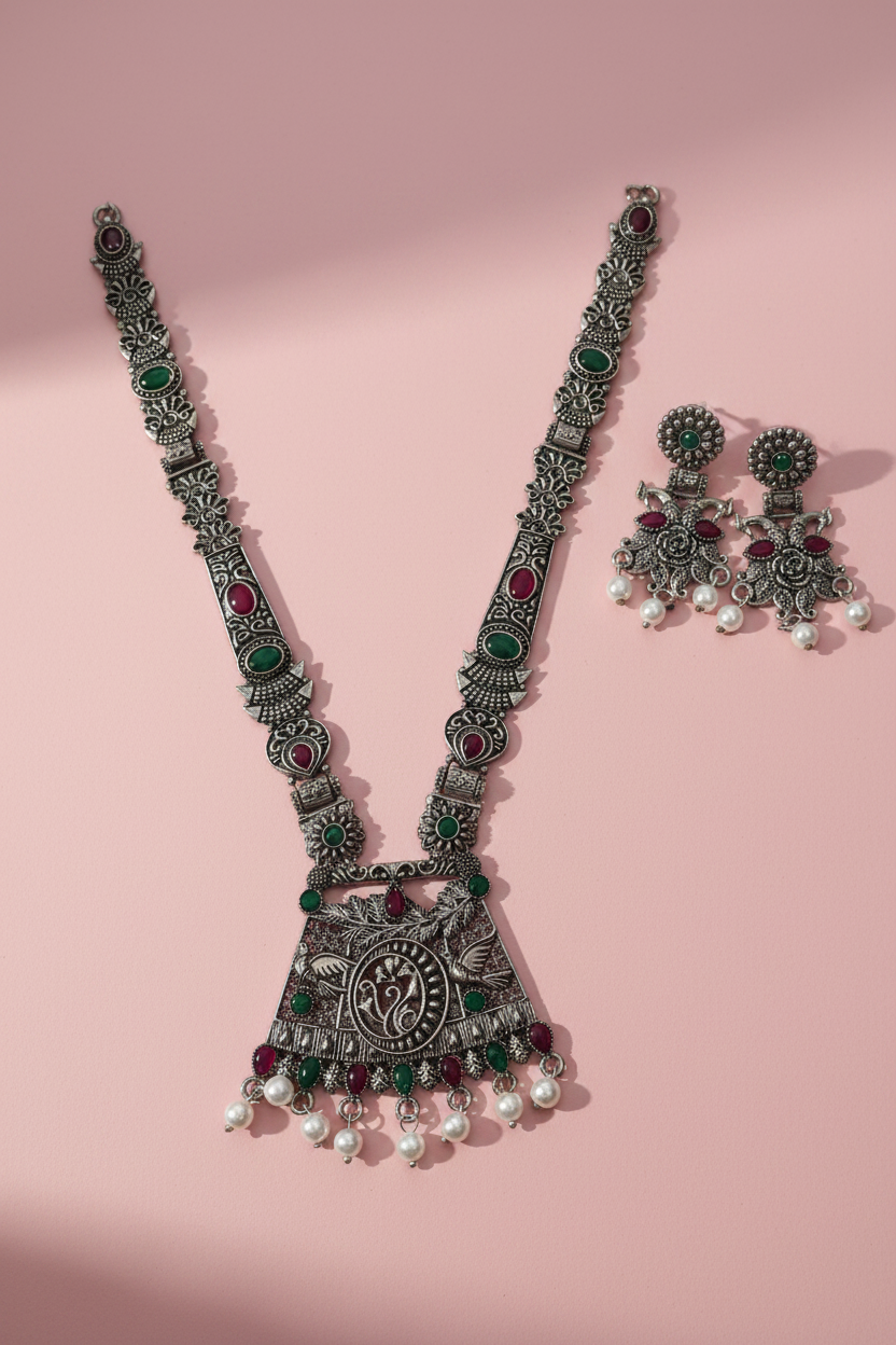 Oxidised Ruby Necklace