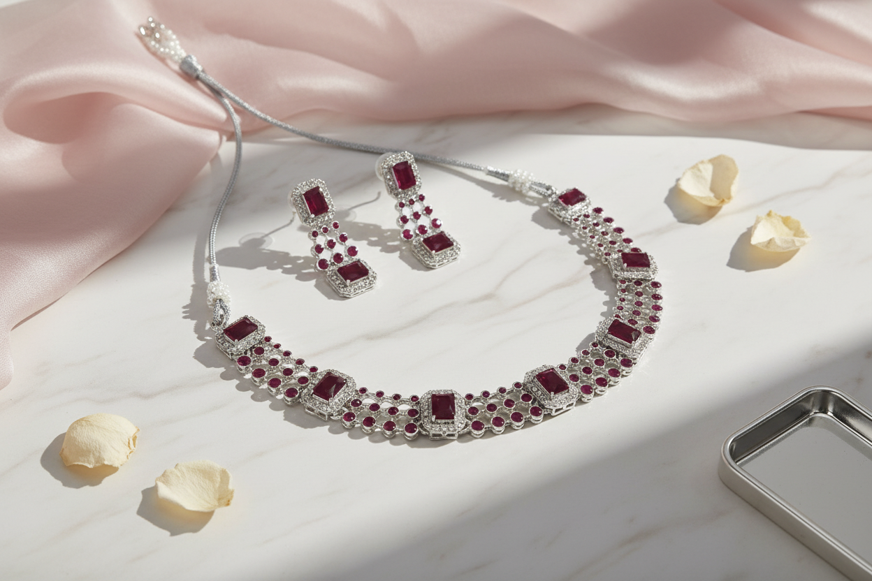 Red Oxidised Necklace