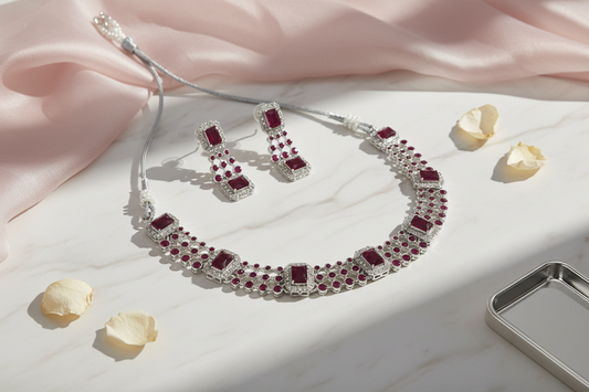 Red Oxidised Necklace