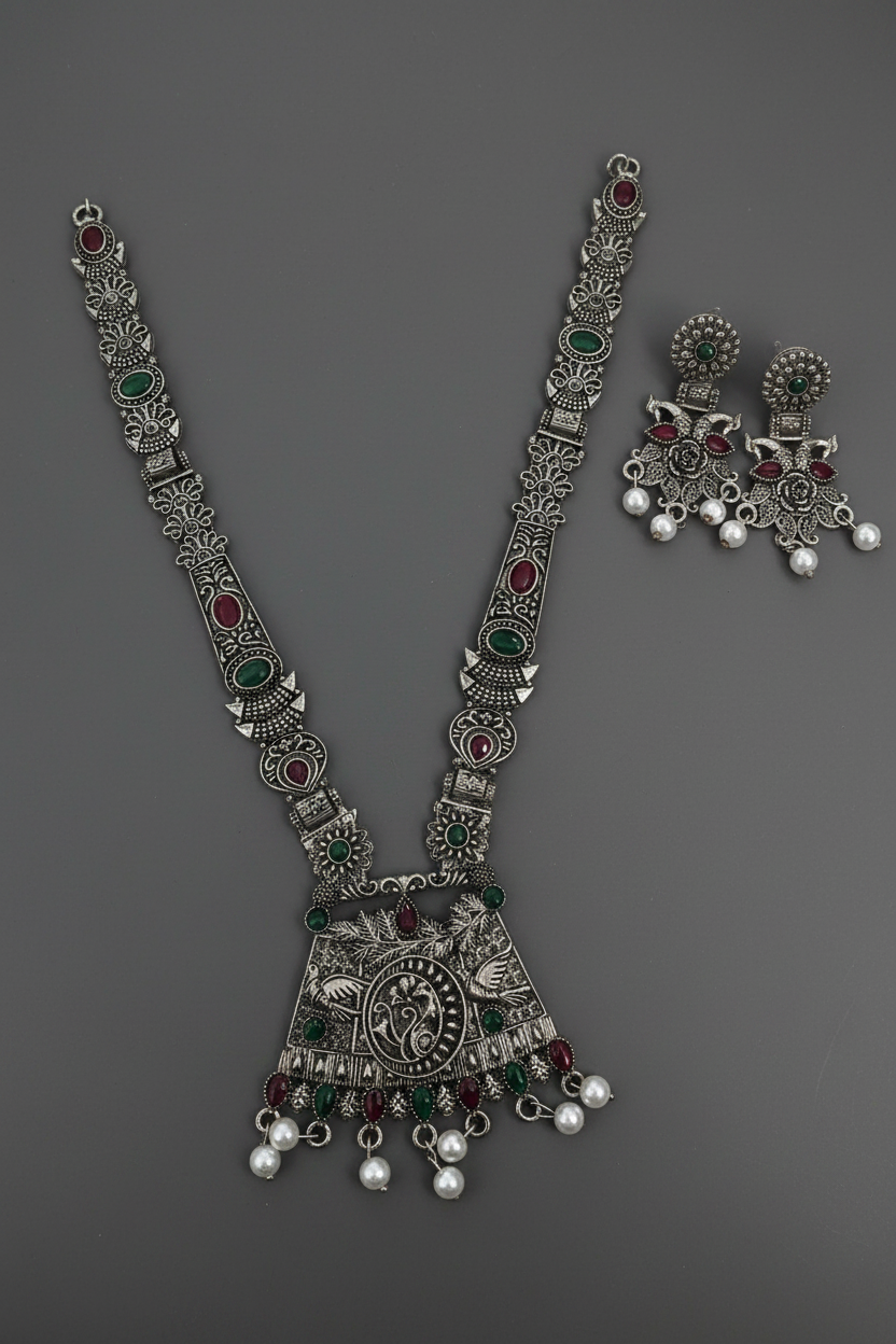 Oxidised Ruby Necklace