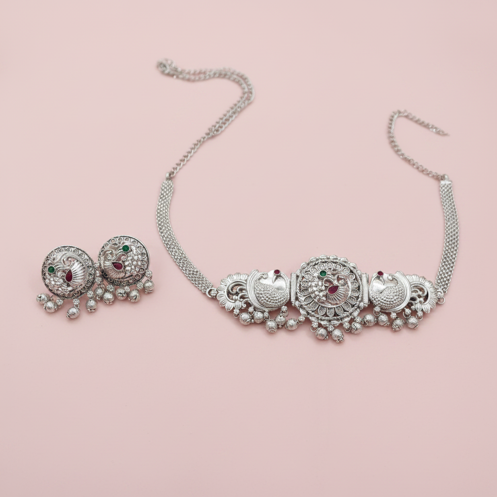 Oxidised Silver choker 