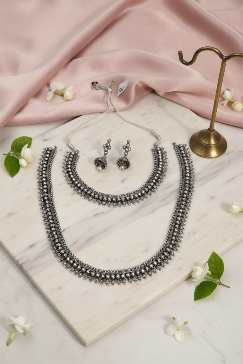 Oxidised silver necklace combo 
