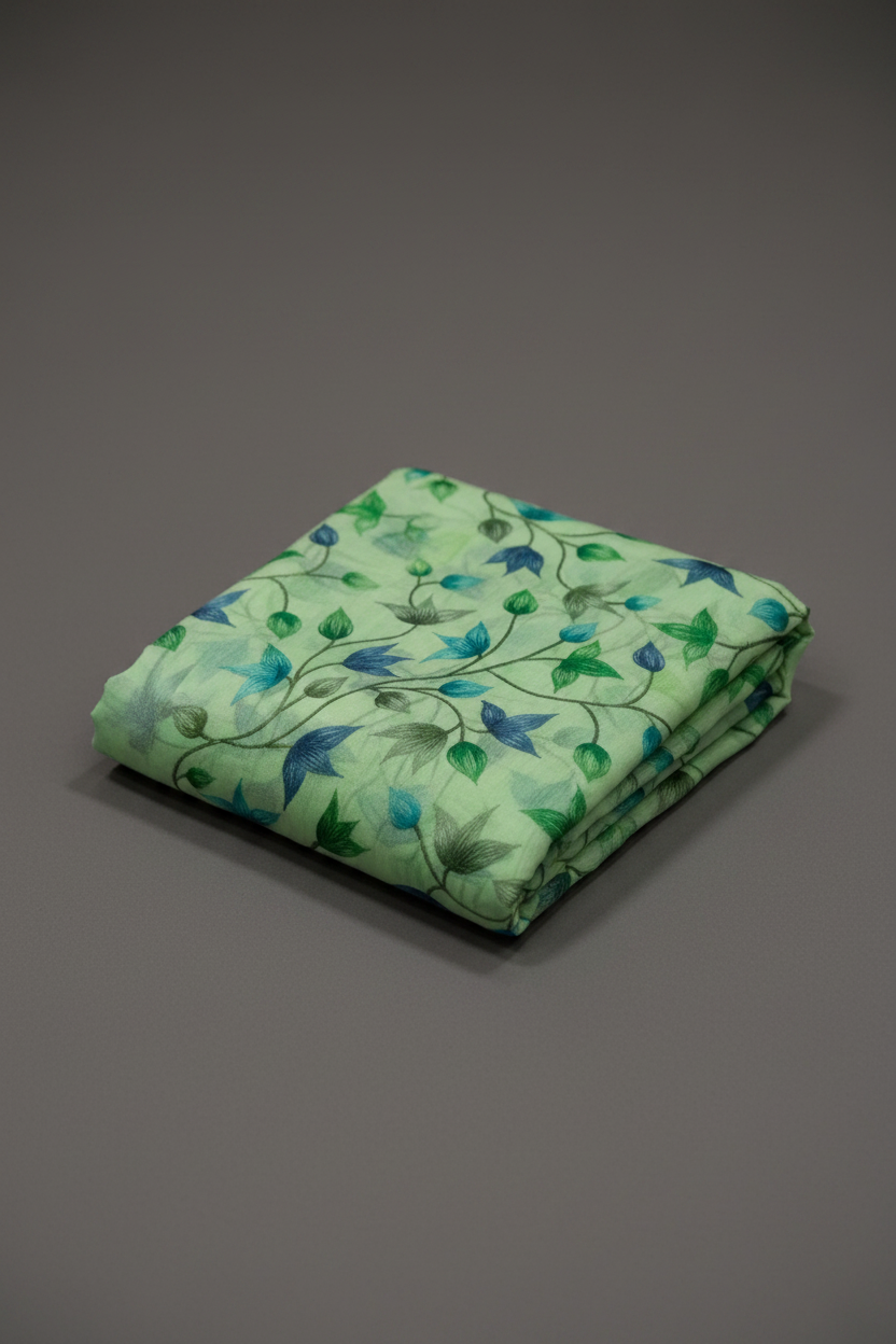Parrot Green Fancy Cotton Saree