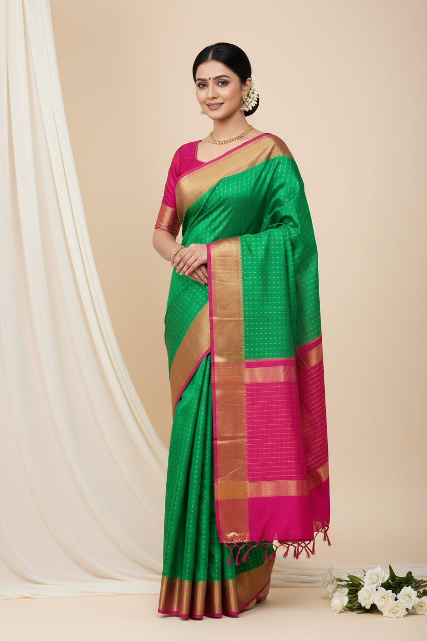 Parrot Green Soft Silk
