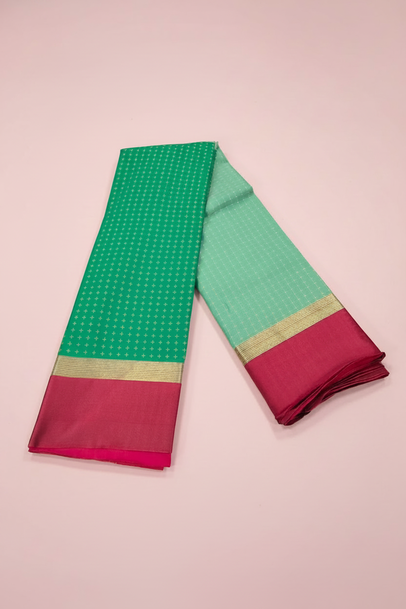 Parrot Green silk saree 
