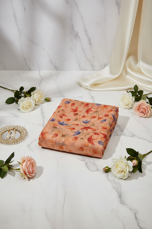 Peach Fancy Cotton Saree
