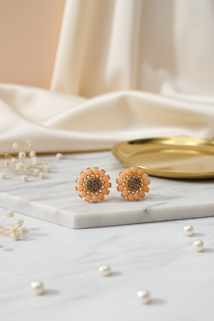 Peach Floral earrings 