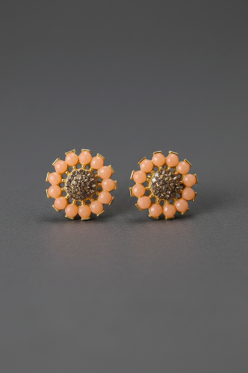 Peach white Stone Earrings 