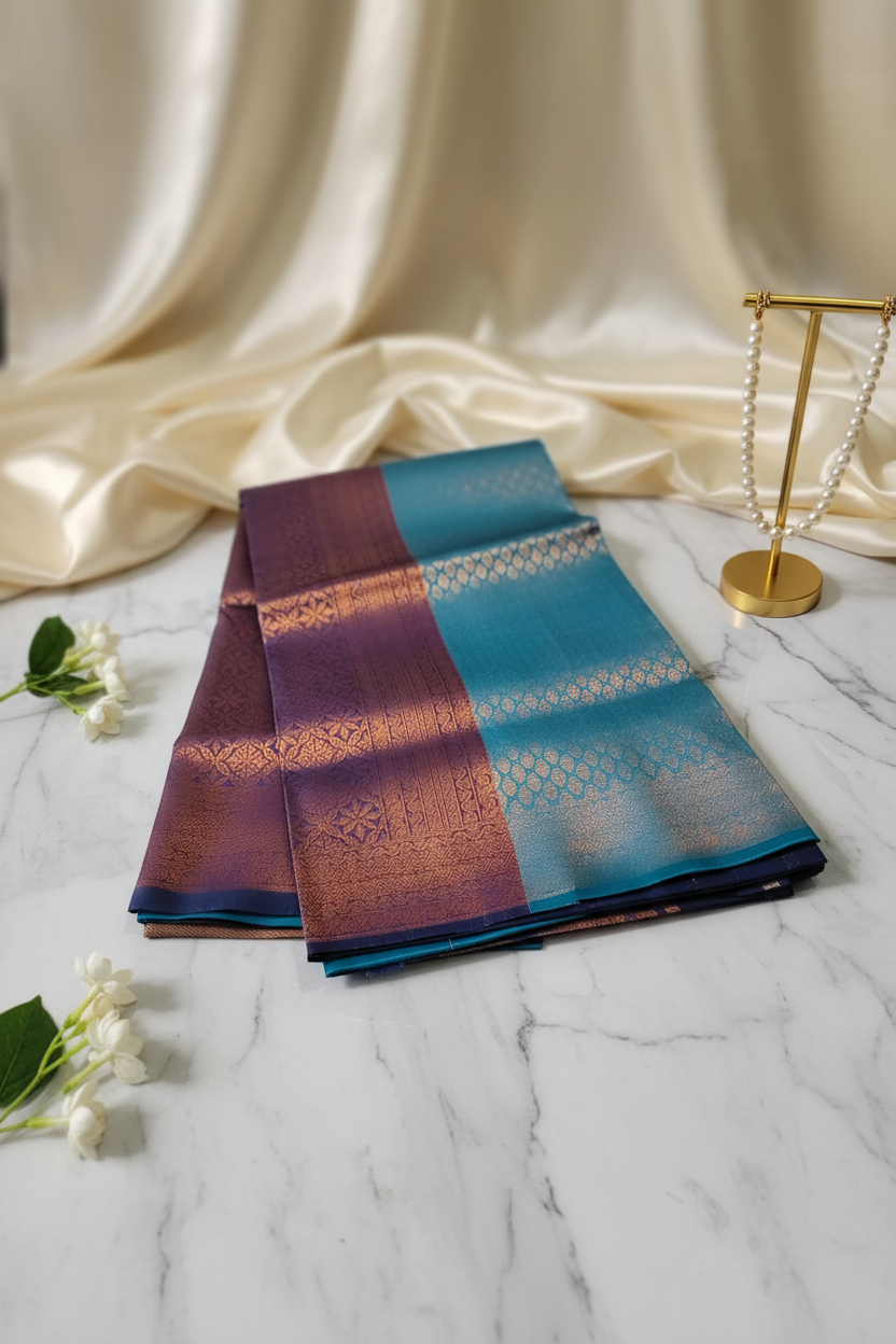 Peacock Blue saree