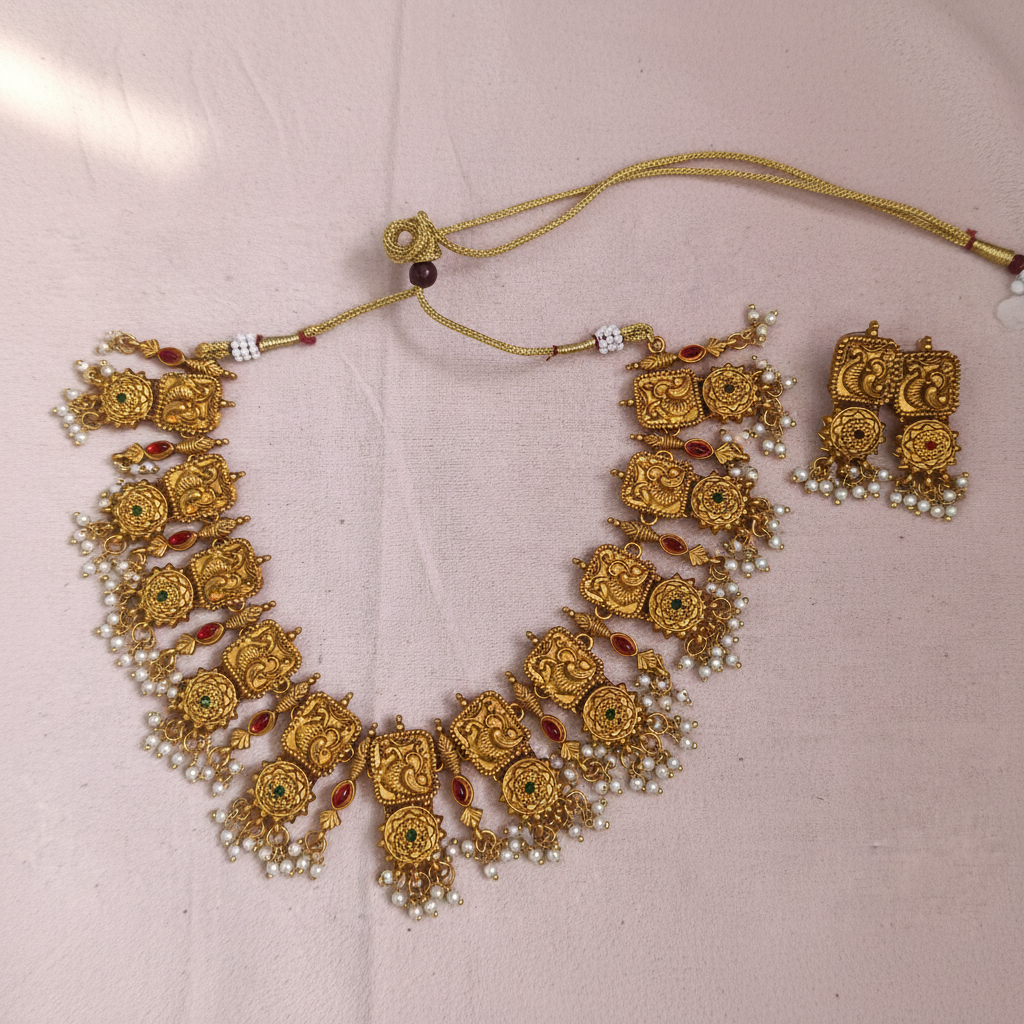 Multicolor Stone Peacock Necklace
