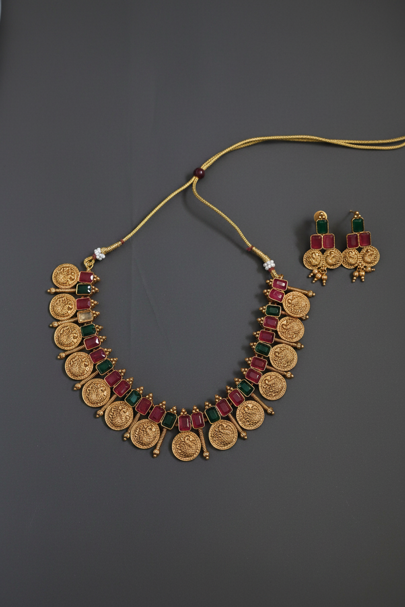 Peacock Coin Necklace Multi 