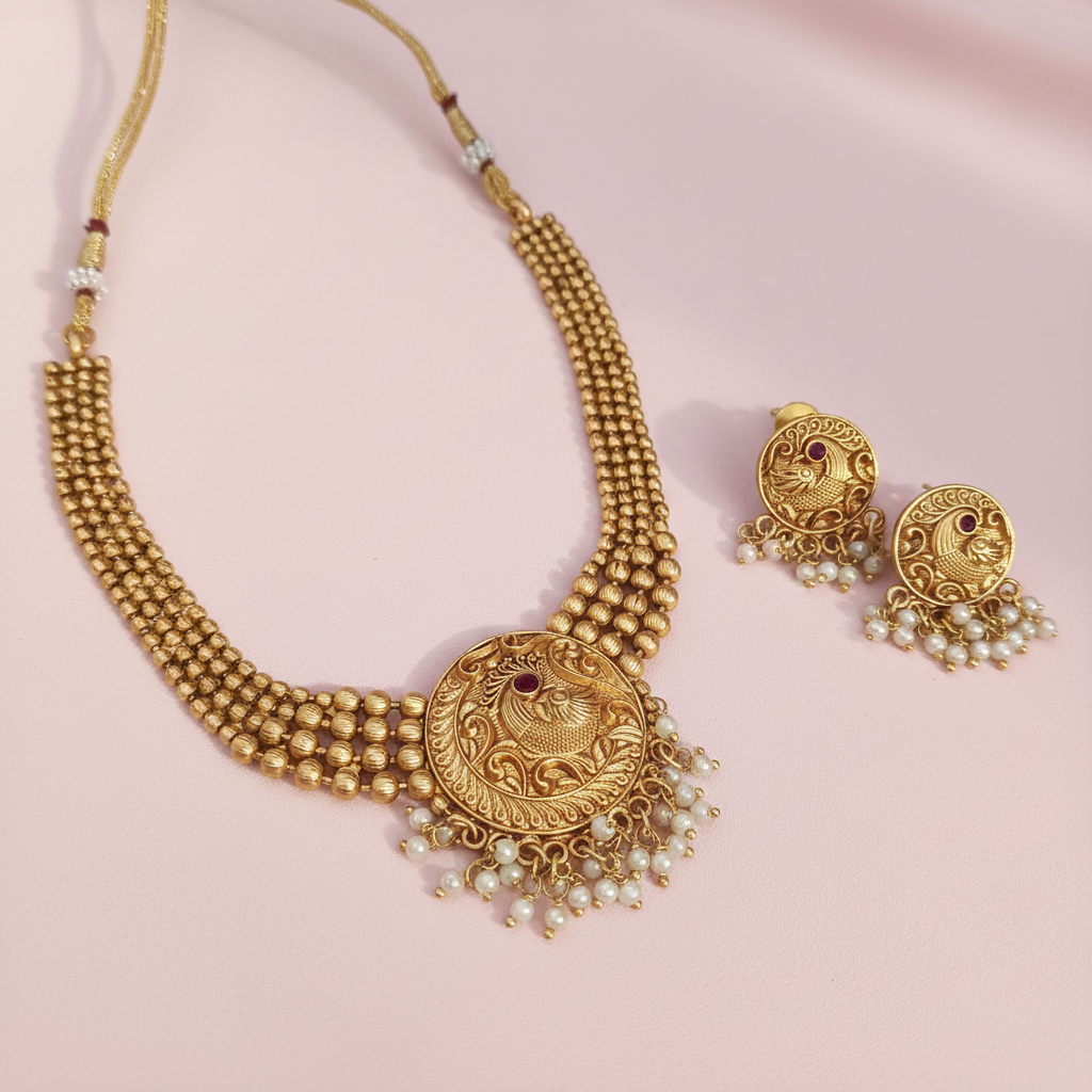 Peacock Matte Choker Golden 