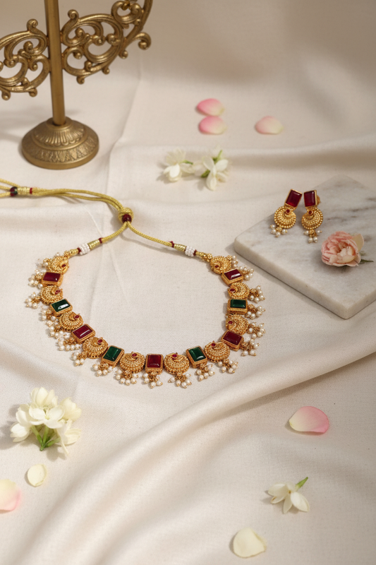 Peacock pearl drop necklace 