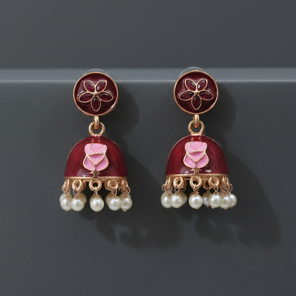 Meenakari Pearl Drop Earrings
