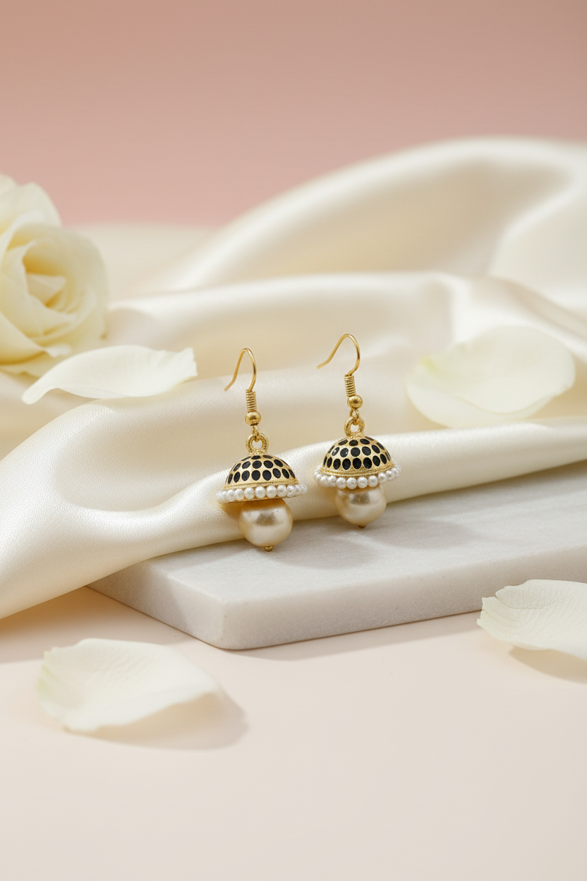 Pearl Meenakari Jhumkas 