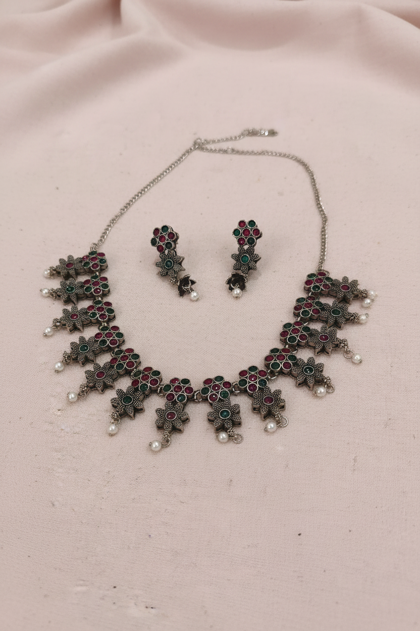 Pearl Oxidised Necklace 