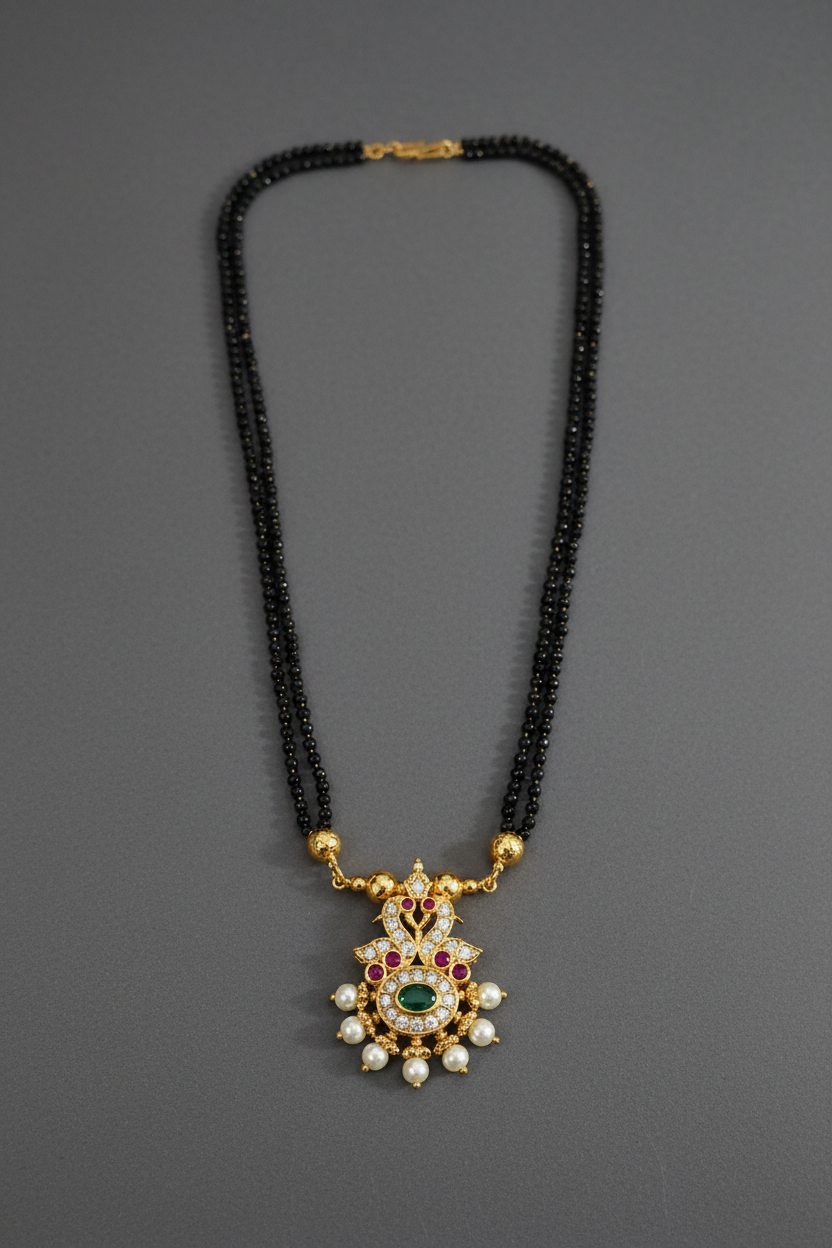 Pearl Ruby Stone Mangalsutra 