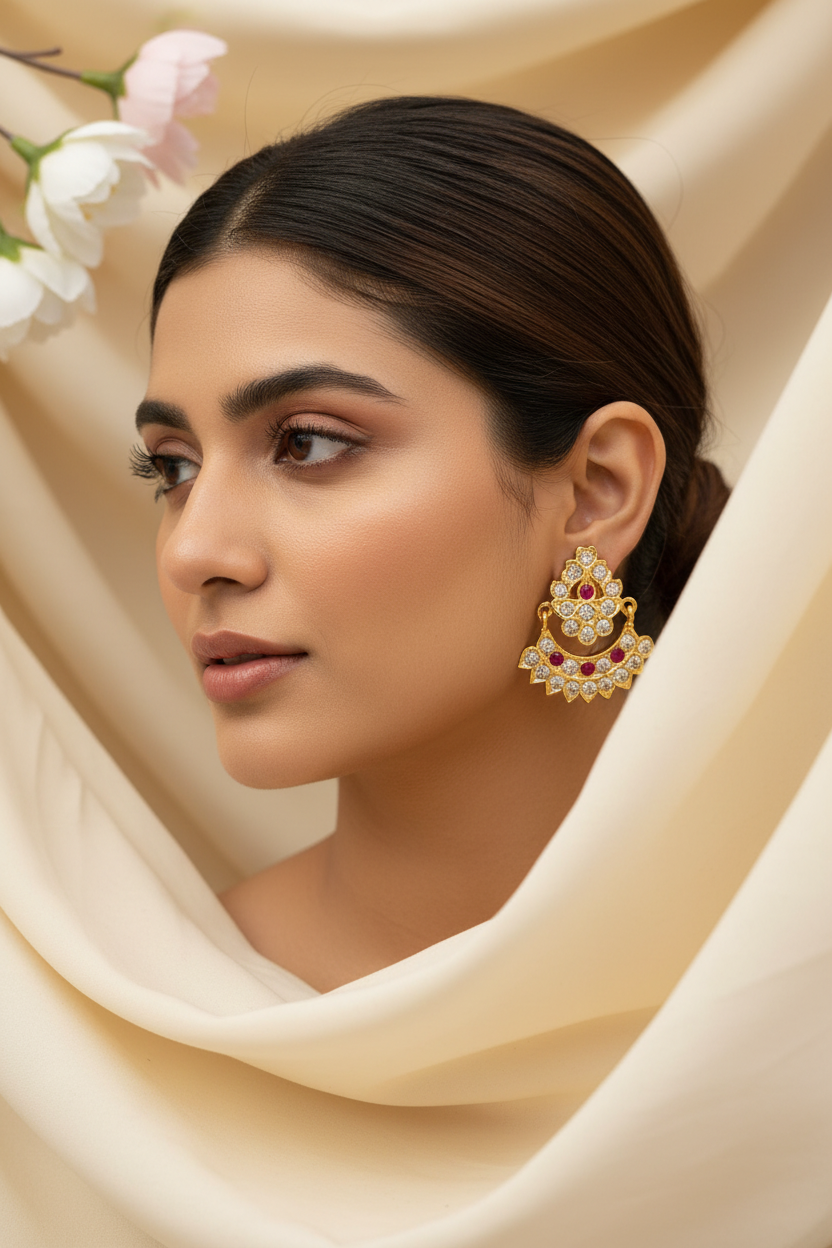 Pink Impon Chaand Earrings
