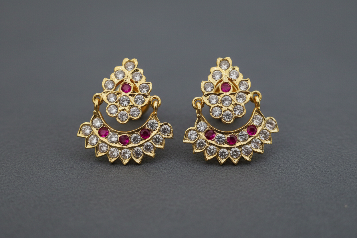 Pink Impon Chaand Earrings