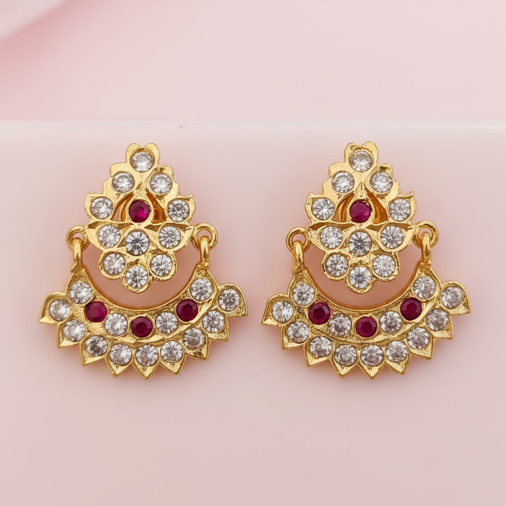 Pink Impon Chaand Earrings