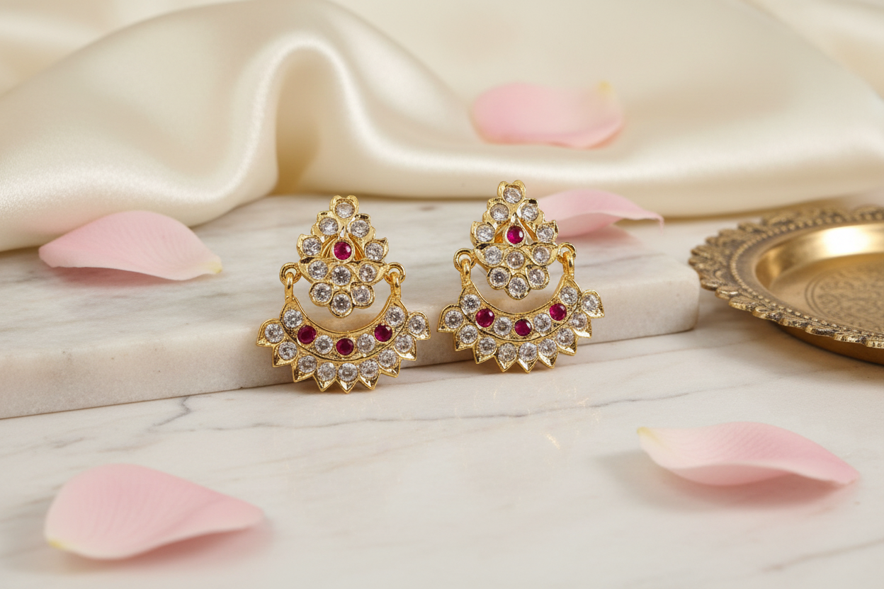 Pink Impon Chaand Earrings