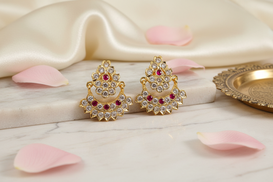 Pink Impon Chaand Earrings