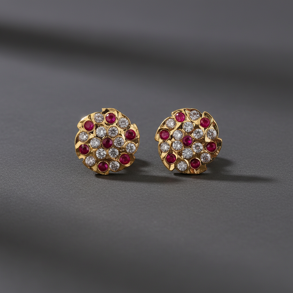 Pink Impon Floral Stud