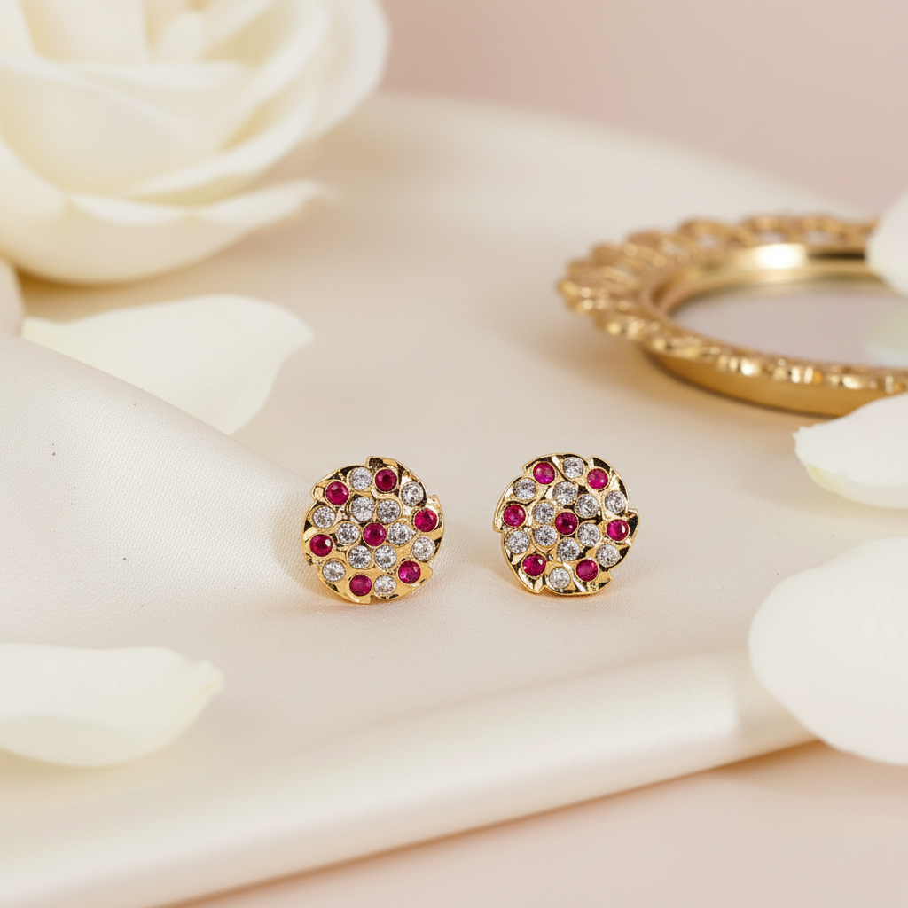 Pink Impon Floral Stud