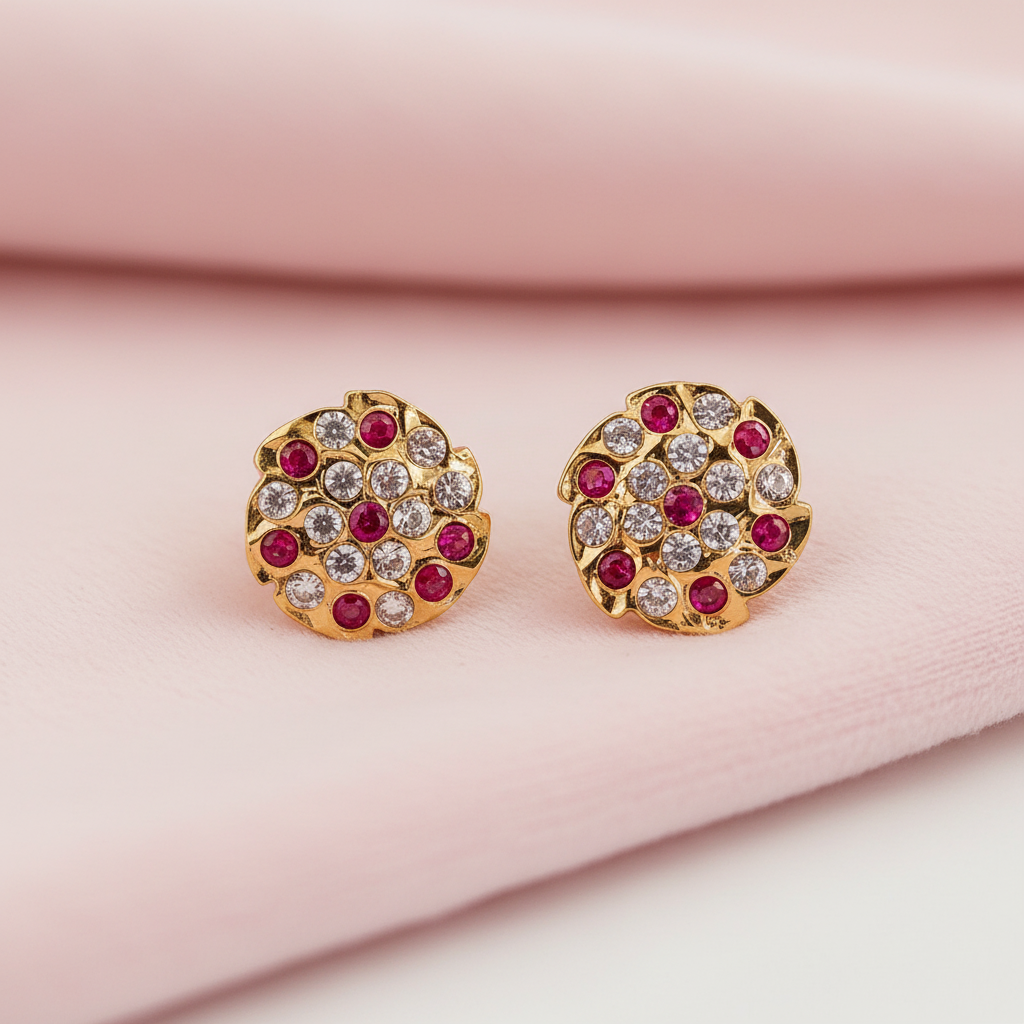 Pink Impon Floral Stud