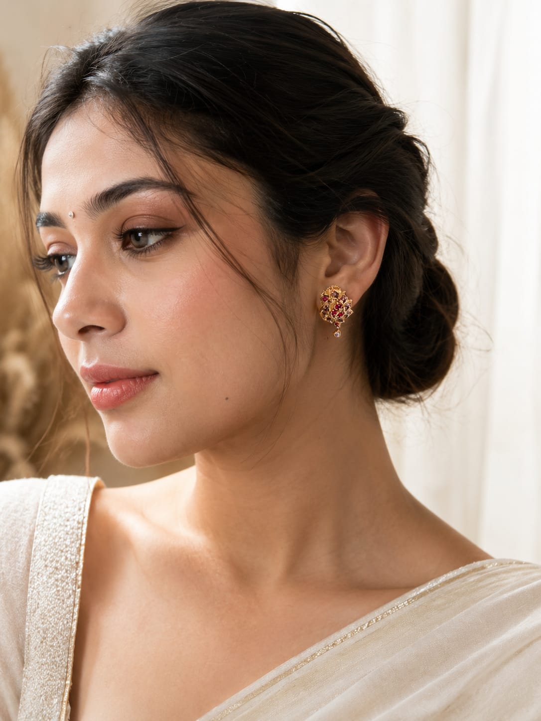 Pink Impon Peacock Earrings