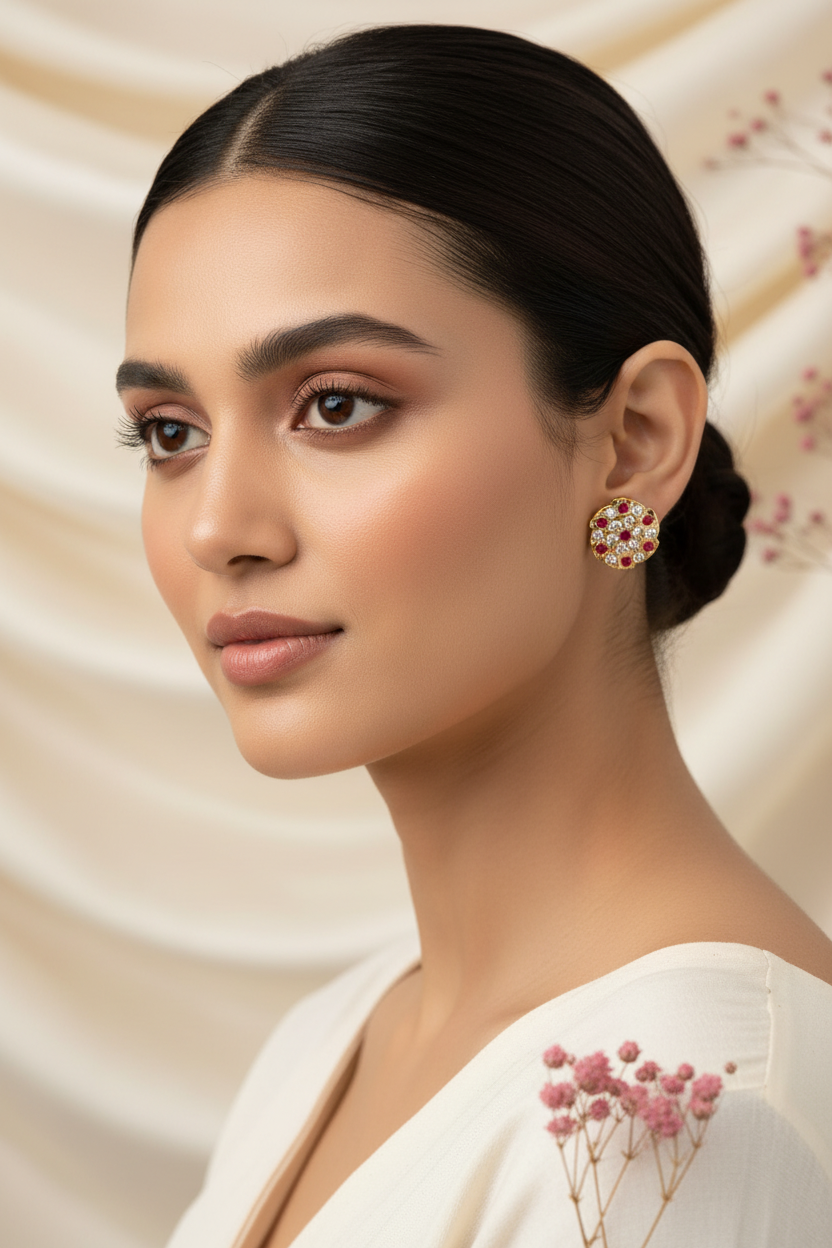 Pink Impon Floral Stud