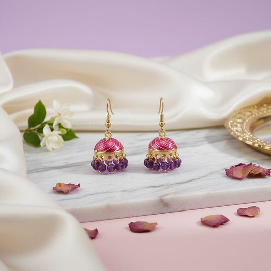 Purple Pink Meenakari Earrings