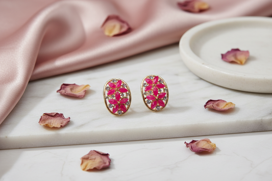 Pink White Stone Stud