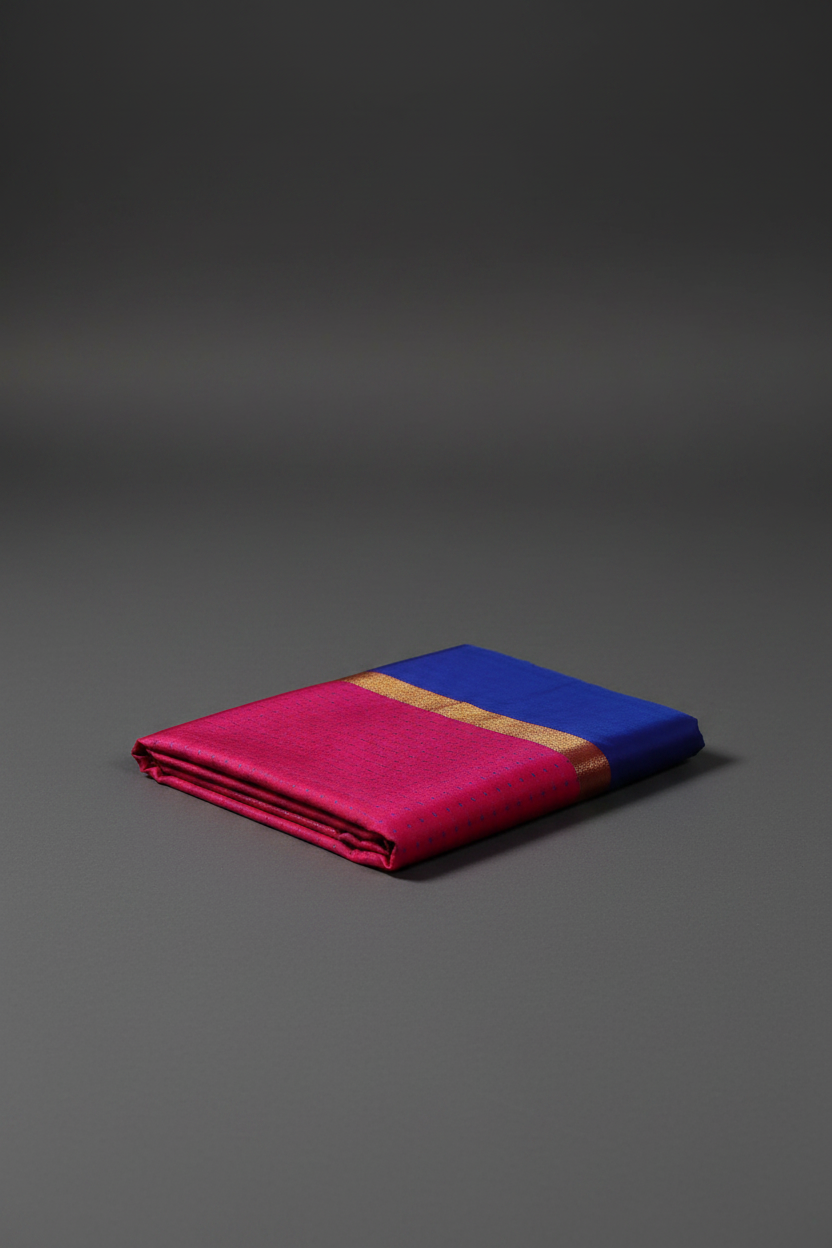 Pink and blue silk Saree 