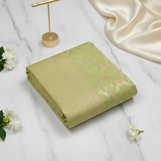 Pista Glow Tissue Saree