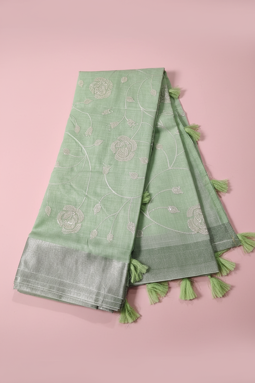 Pista Green Linen Elegance
