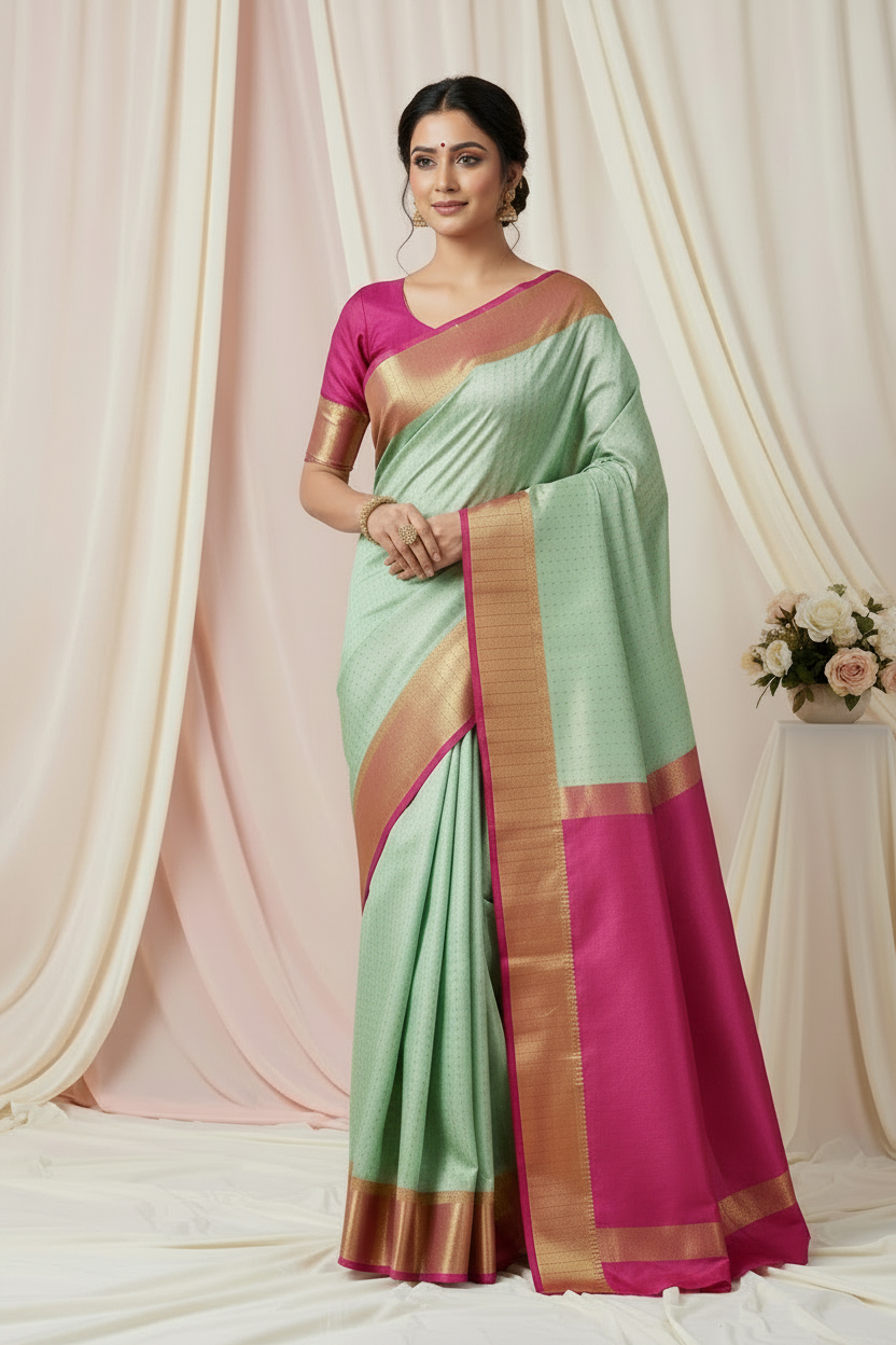 Pista Green Silk Saree