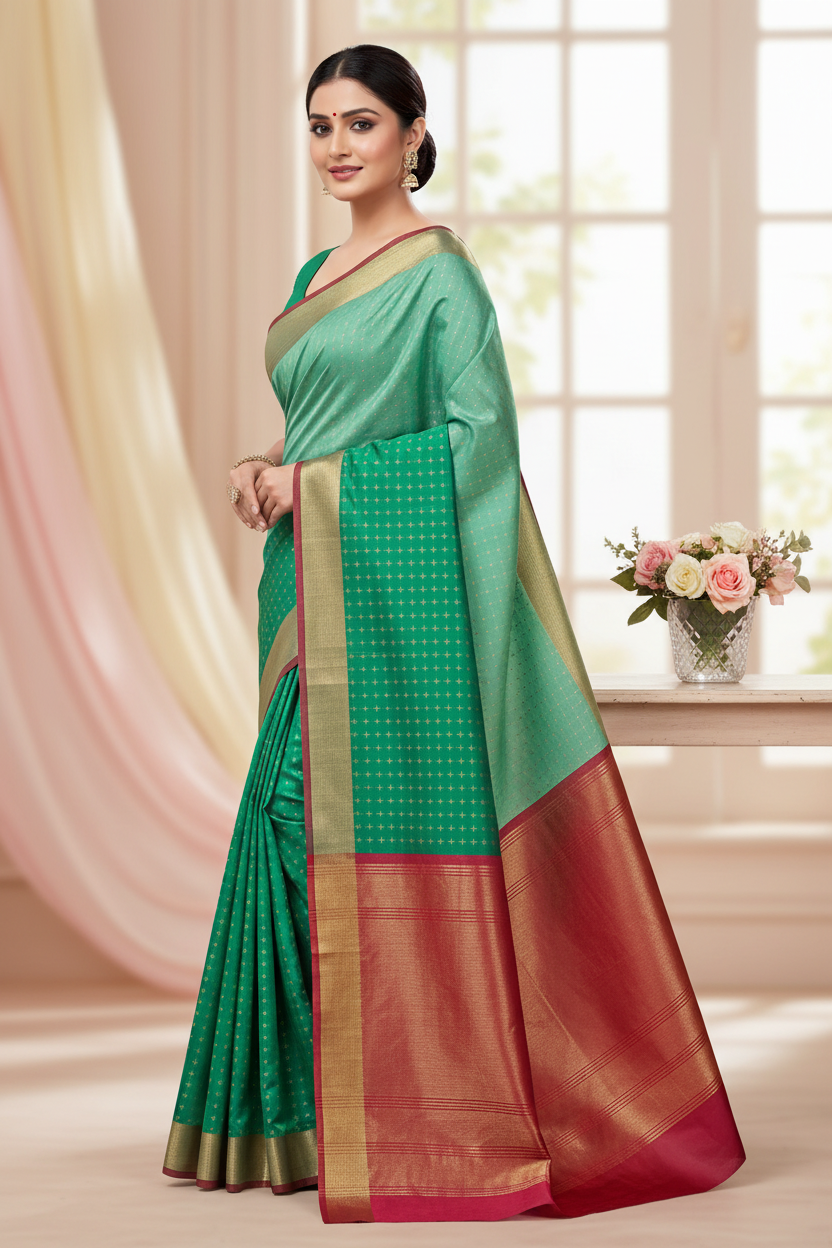 Pista green arni silk saree 