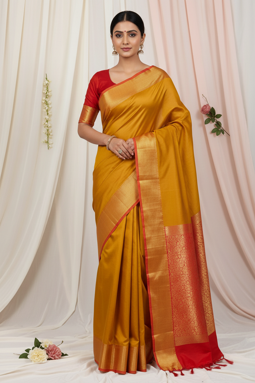 Yelllow Plain Poly Silk