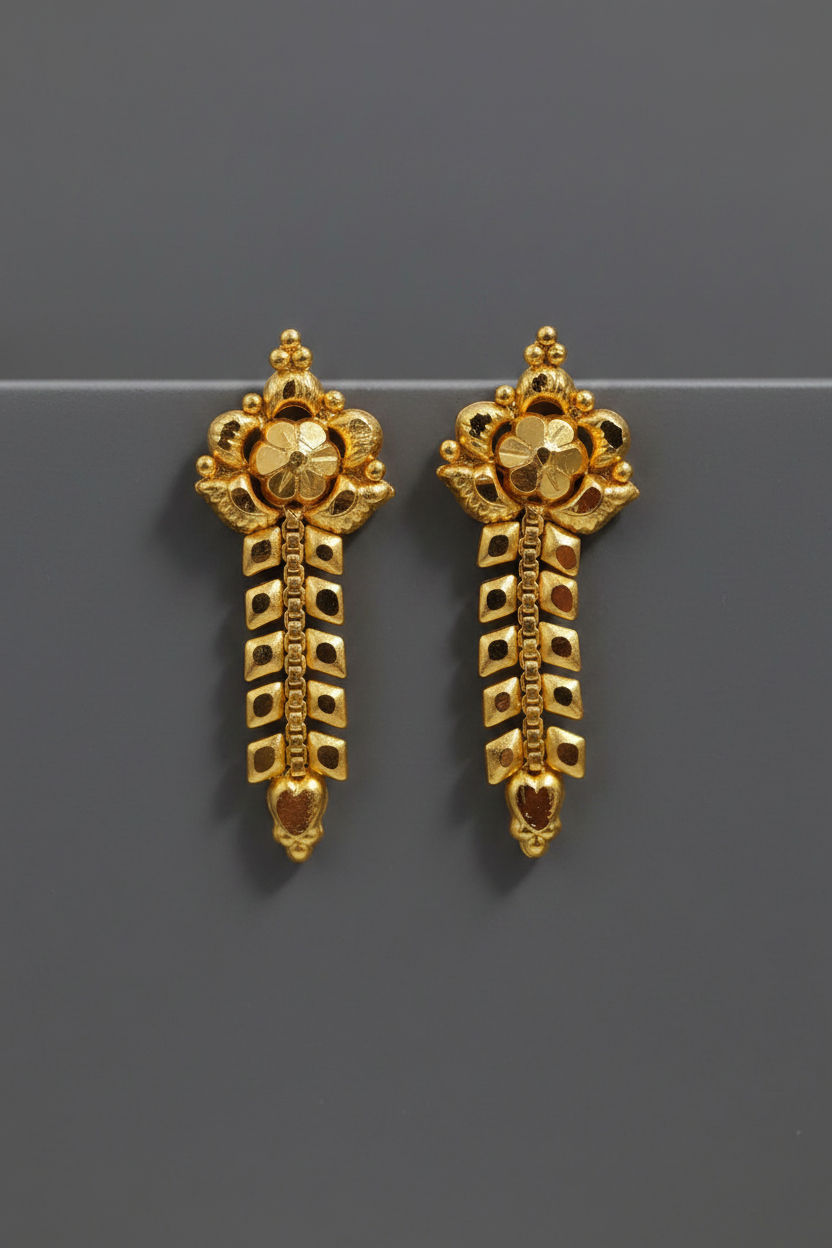 Premium Floral Gold Earrings