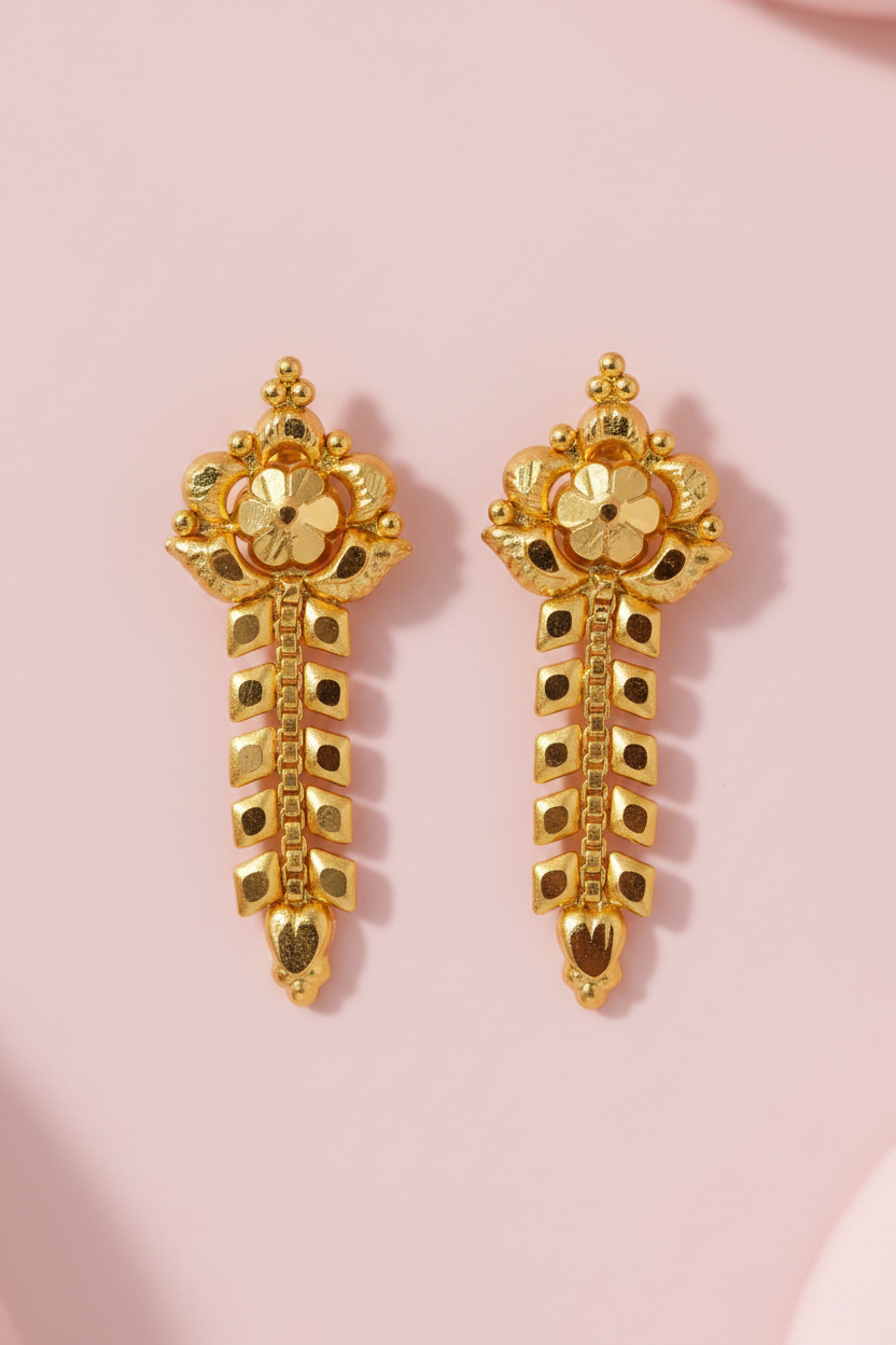 Premium Floral Gold Earrings