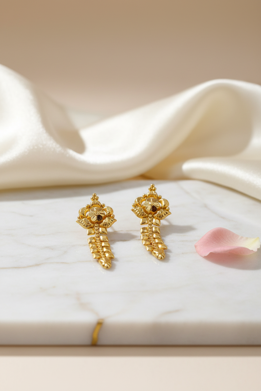 Premium Floral Gold Earrings